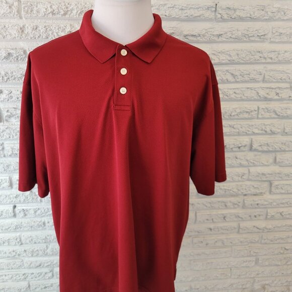 Dockers Golf Mens Shirt XXL Polo Short Sleeve Burgundy Polyester Comfy RED20E - Picture 3 of 7